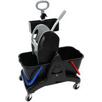 Carro de lavagem com 2 baldes de 15 L com espremedor e caixa para produtos – Manutan Expert