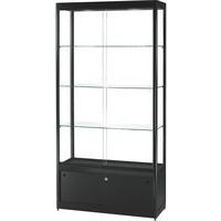 Vitrina de exposição com armário – 1000 x 400 x 2000 mm, Base cor: Preto, Altura: 2000 mm, Largura: 1000 mm