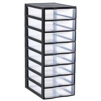 Torre arrumação em plástico A4 Orgamix com 8 gavetas – preto – Sundis