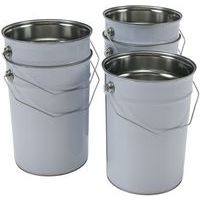 Balde metálico com tampa plana – branco – 2,5 a 5 L