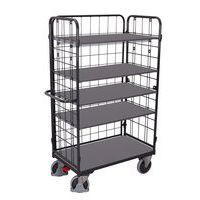 Carro alto e gradeado ergonómico com 5 plataformas em madeira – Capacidade de 500 kg