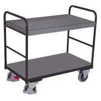 Carro ergonómico em madeira com 2 plataformas – Barras verticais – Capacidade de carga de 250 kg