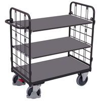 Carro com 3 plataformas em madeira – Barras verticais – Capacidade de 500 kg