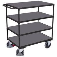 Carro ergonómico com 4 plataformas em madeira – Barra horizontal – Capacidade de carga de 500 kg