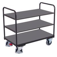 Carro ergonómico em madeira com 3 plataformas – Barras verticais – Capacidade de carga de 250 kg