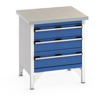 Bancada em linóleo Cubio, 3 gavetas, C750 mm – Bott