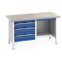 Bancada em linóleo Cubio, 3 gavetas, C1500 mm – Bott