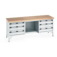 Bancada em faia Cubio, 6 gavetas, C1500mm – Bott