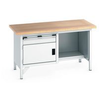 Bancada em faia Cubio, 1 porta, 1 gaveta, C1500 mm – Bott