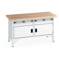 Bancada em faia Cubio, 2 portas, 2 gavetas, C1500mm – Bott