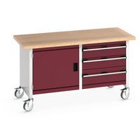 Bancada de trabalho monobloco com armário e gavetas