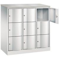 Cacifo com 9 e 15 compartimentos e porta antivandalismo – 3 colunas de 380 mm de largura – com base