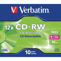 CD-RW regravável 12X - lote de 10 Verbatim