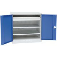 Armário baixo com prateleiras e gavetas corrediças, Carga máx.: 120 kg, Material: Aço, Altura total: 1000 mm