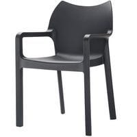 Cadeira empilhável DIVA com apoio para os braços – preta