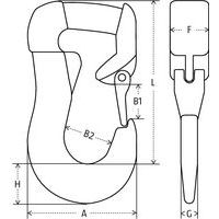 A = Largura totalB1 = AberturaB2 = Ø do ganchoF = EspessuraH = Altura da baseL = Altura total