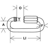 A = Largura interiorF = Seção ØLI = Comprimento interiorO = AberturaØT = Roscagem Ø