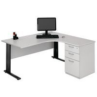Secretária ergonómica com bloco-gavetas - Cinza claro/Antracite - Manutan