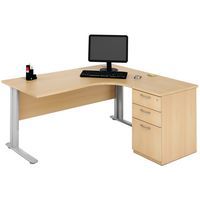 Secretária ergonómica com bloco-gavetas - Faia - Manutan