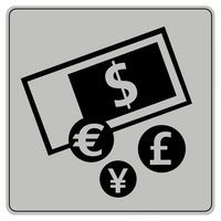 Pictograma em poliestireno ISO 7001 – Câmbio de moeda
