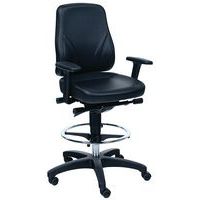 Cadeira de oficina ergonómica alta com rodízios de bloqueio automático – Manutan Expert
