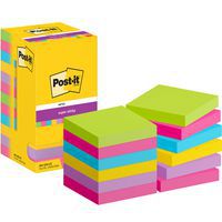 Notas Post-it® Super Sticky 76mm x 76mm 12 blocos sortidos