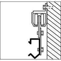 fixação em calhaNo caso das portas de correr, há que prever a instalação de uma calha com um comprimento duplo da largura da porta.