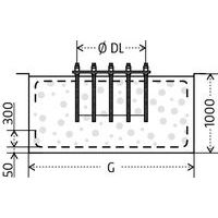 Ø DL - base ØG - placa de fixação comprimento