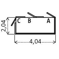 Localização das portas A, B ou C a especificar na encomenda. As portas abrem apenas para o exterior. Dimensões totais em m.