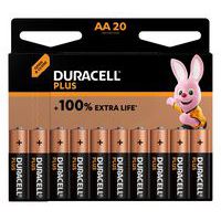 Pilha alcalina AA Plus 100% – 20 unidades – Duracell