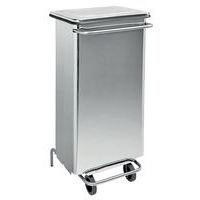 Contentor móvel com pedal de frente amovível em inox de 110 L – Manutan