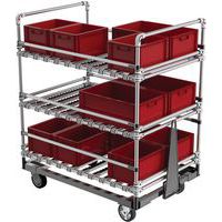 Carro com calhas de roletes para caixas – 350 kg – Trilogiq