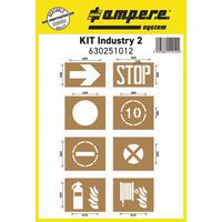 Estêncil para sinalização de pavimento – Kit Industry II – 8 placas – Ampère