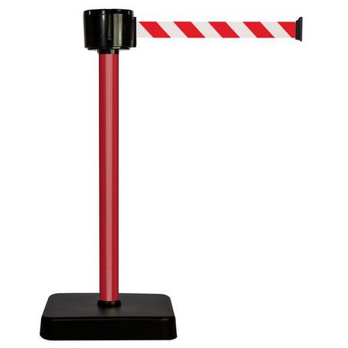 Poste com correia 12 m – correia vermelha e branca – base móvel – Novap