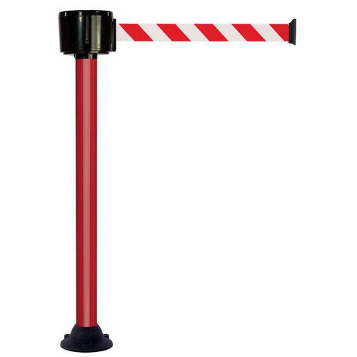 Poste com correia de 12 m – correia vermelha e branca – base fixa – Novap