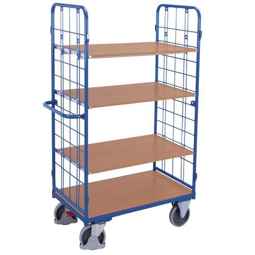 Carro alto ergonómico com 4 plataformas em madeira – Capacidade de 500 kg