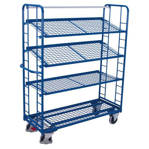Carro alto ergonómico com 4 plataformas gradeadas – Capacidades de 250 e 400 kg