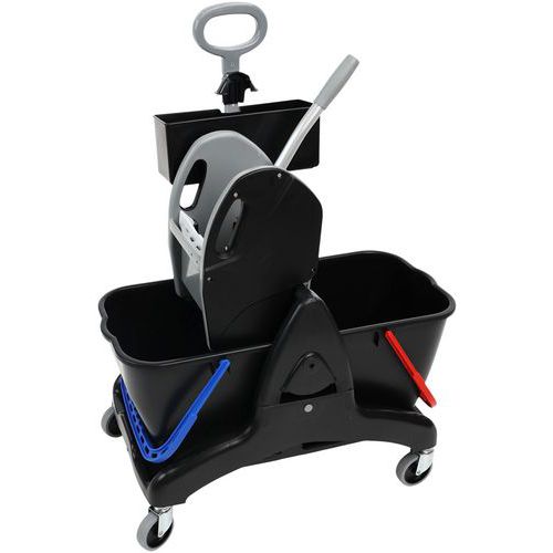 Carro de lavagem com 2 baldes de 15 L com espremedor e caixa para produtos – Manutan Expert