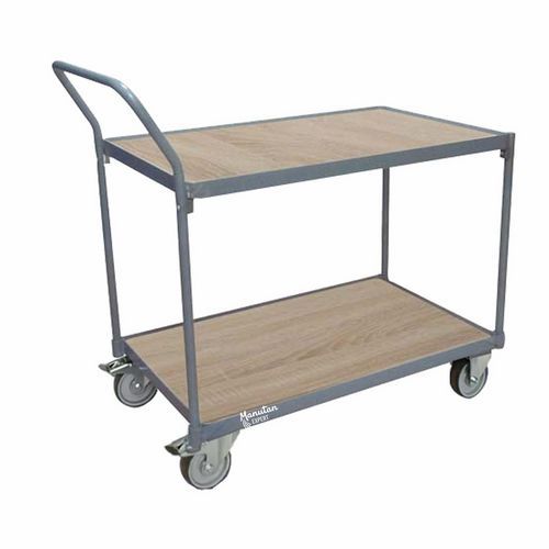 Carro com 2 plataformas em madeira – capacidade de 250 kg – Manutan Expert