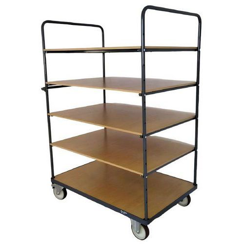 Carro alto com 5 plataformas em madeira – capacidade de 400 a 500 kg – Manutan Expert