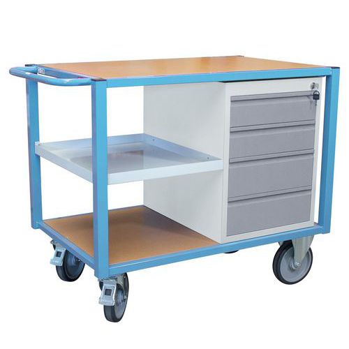 Carro com 3 plataformas e 1 bloco de gavetas – Carga de 500 kg – FIMM