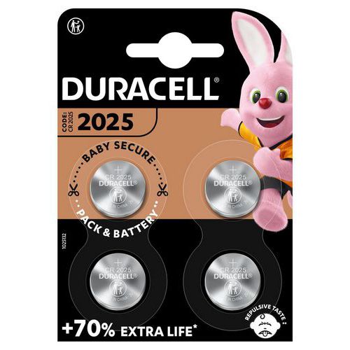 Pilha de botão de lítio DL 2025 – conjunto de 4 – Duracell