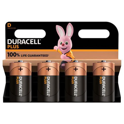 Pilha alcalina D Plus 100% – 2 ou 4 unidades – Duracell