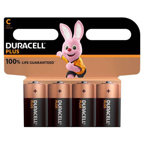 Pilha alcalina C Plus 100% – 2 ou 4 unidades – Duracell