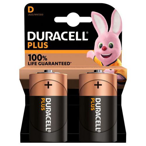 Pilha alcalina D Plus 100% – 2 unidades – Duracell
