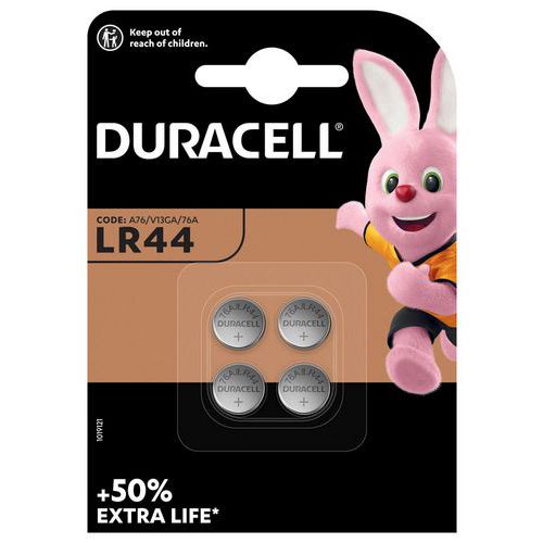 Pilha de botão alcalina LR44 – conjunto de 4 – Duracell