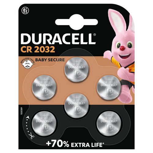 Pilha de botão de lítio 2032 – conjunto de 6 – Duracell
