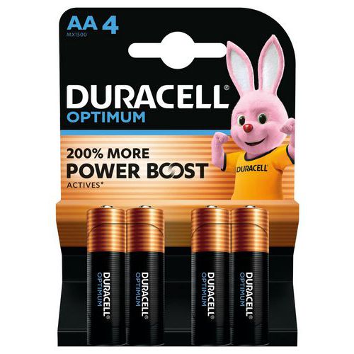 Pilha alcalina Optimum AA – 4 unidades – Duracell