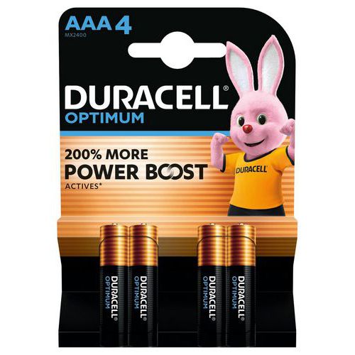Pilha alcalina Optimum AAA – 4 unidades – Duracell