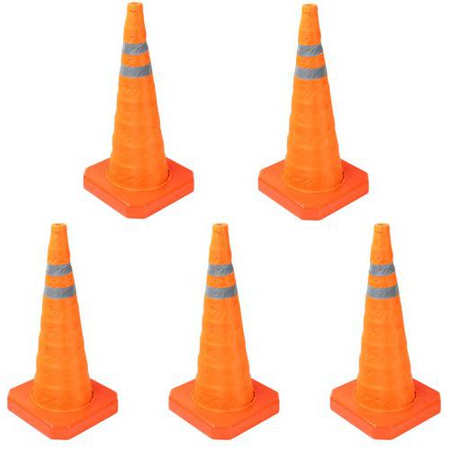Cone de sinalização retrátil em nylon de 70 cm – conjunto de 5 – Manutan Expert